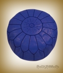 Rock Ribbons Dark Blue Moroccan Leather Pouf