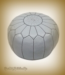 Rock Ribbons Moroccan Grey Leather Pouf