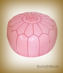 Rock Ribbons Pale Pink Leather Moroccan Pouf